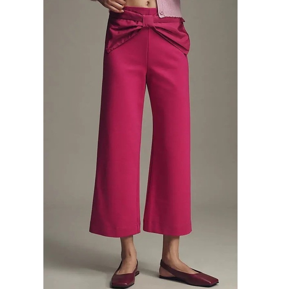 Maeve‎ Anthropologie The Colette Removeable Bow Cropped Wide Leg Pants Size 25